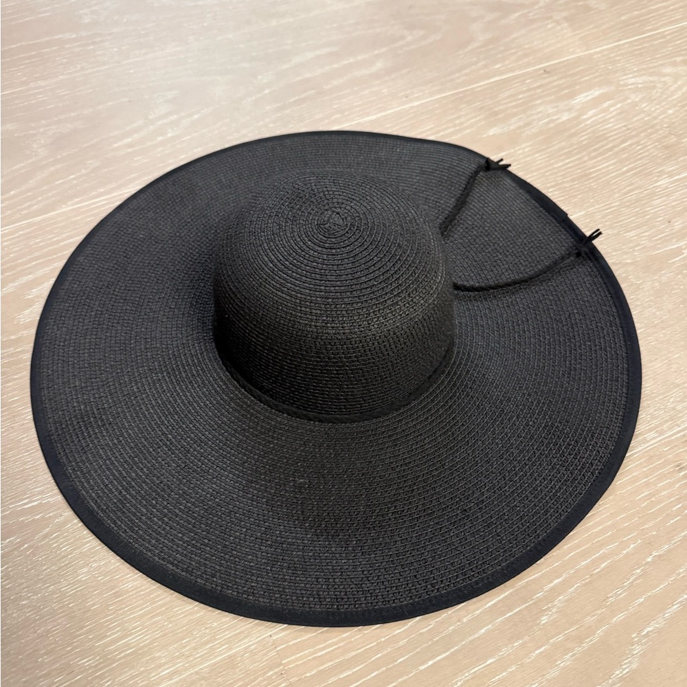 Extra wide brim beach hat black - glam floppy